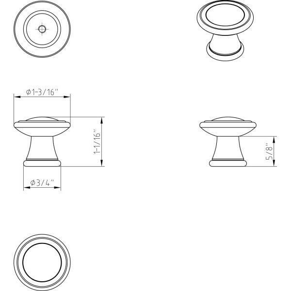 1-3/16 Diameter Brushed Oil Rubbed Bronze Cordova Cabinet Knob